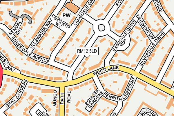 RM12 5LD map - OS OpenMap – Local (Ordnance Survey)