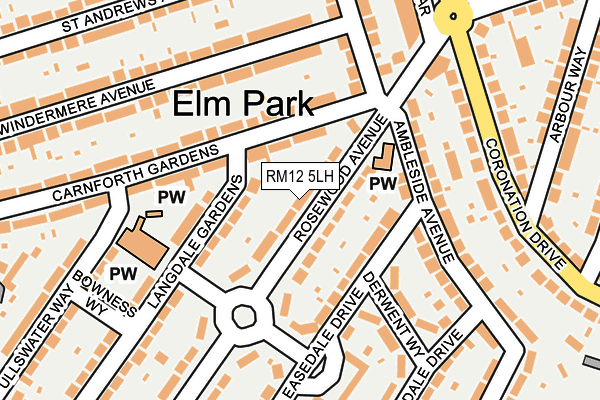 RM12 5LH map - OS OpenMap – Local (Ordnance Survey)