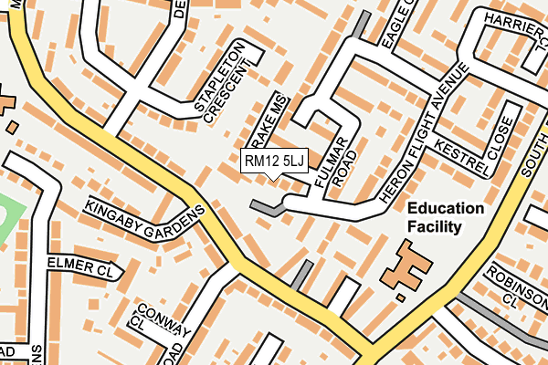 RM12 5LJ map - OS OpenMap – Local (Ordnance Survey)