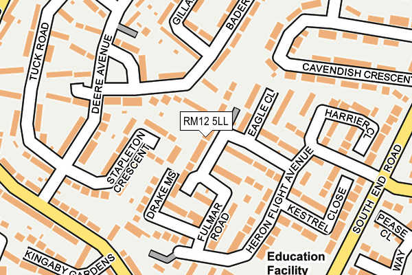 RM12 5LL map - OS OpenMap – Local (Ordnance Survey)