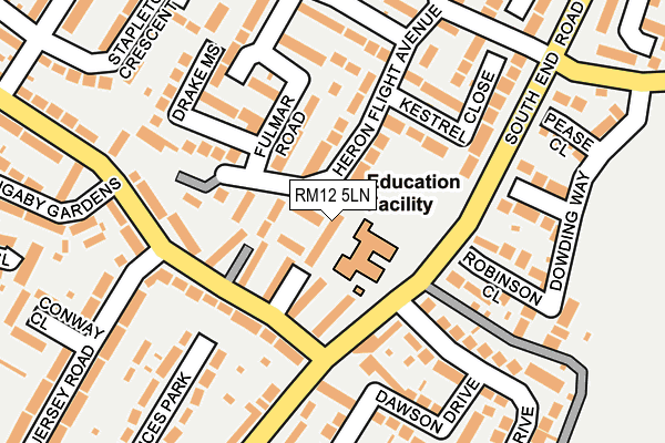 RM12 5LN map - OS OpenMap – Local (Ordnance Survey)