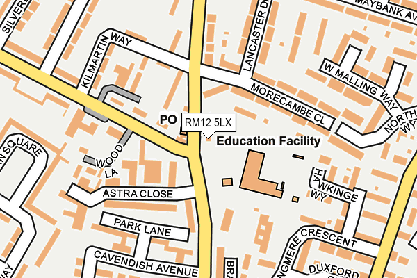 RM12 5LX map - OS OpenMap – Local (Ordnance Survey)