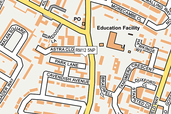 RM12 5NP map - OS OpenMap – Local (Ordnance Survey)