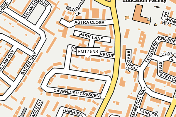 RM12 5NS map - OS OpenMap – Local (Ordnance Survey)