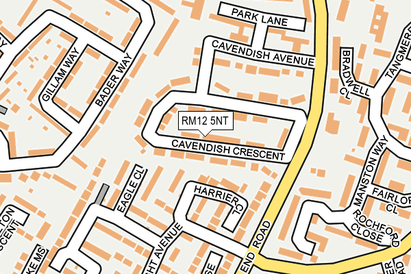 RM12 5NT map - OS OpenMap – Local (Ordnance Survey)