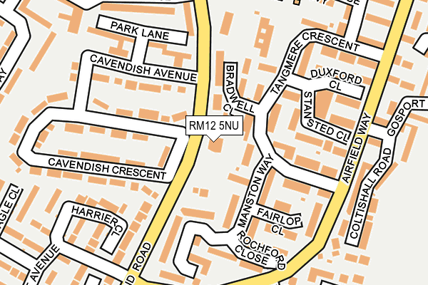 RM12 5NU map - OS OpenMap – Local (Ordnance Survey)