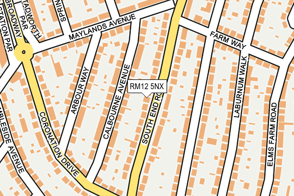 RM12 5NX map - OS OpenMap – Local (Ordnance Survey)