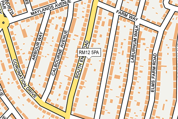 RM12 5PA map - OS OpenMap – Local (Ordnance Survey)