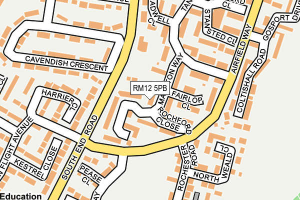 RM12 5PB map - OS OpenMap – Local (Ordnance Survey)