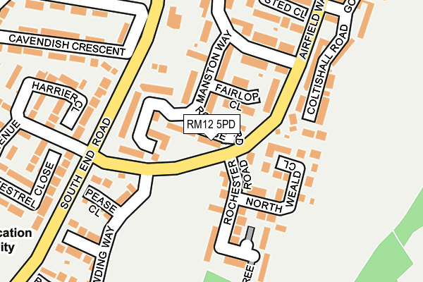 RM12 5PD map - OS OpenMap – Local (Ordnance Survey)