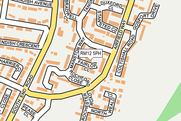 RM12 5PH map - OS OpenMap – Local (Ordnance Survey)
