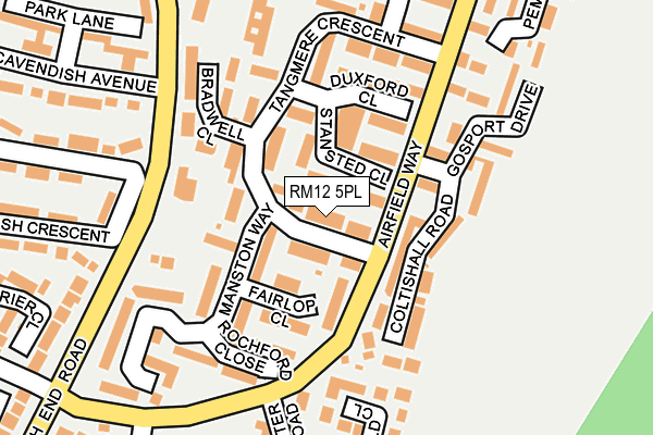 RM12 5PL map - OS OpenMap – Local (Ordnance Survey)