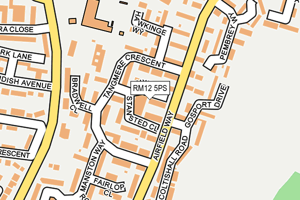 RM12 5PS map - OS OpenMap – Local (Ordnance Survey)