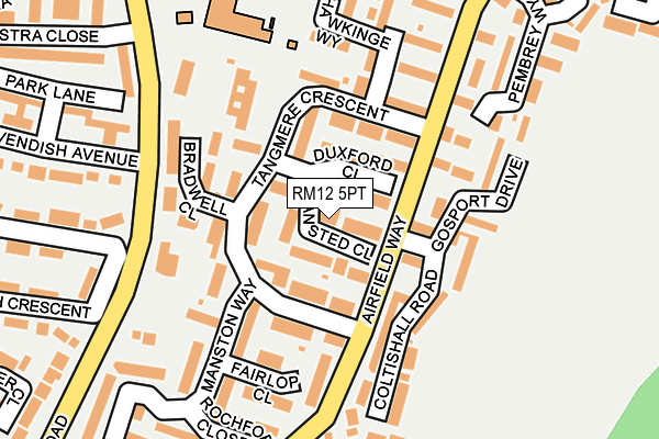 RM12 5PT map - OS OpenMap – Local (Ordnance Survey)