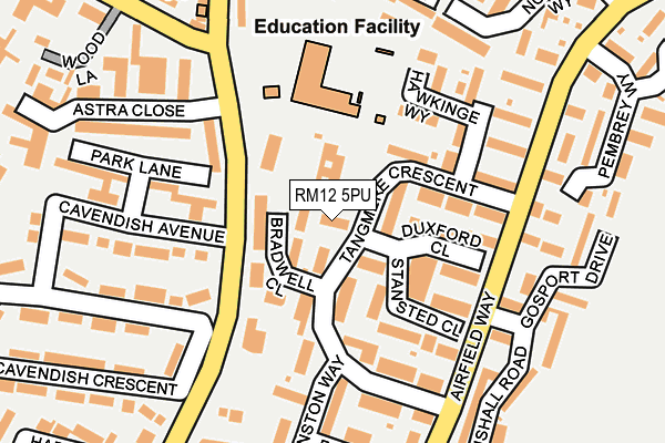 RM12 5PU map - OS OpenMap – Local (Ordnance Survey)