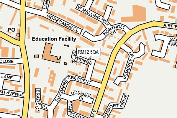 RM12 5QA map - OS OpenMap – Local (Ordnance Survey)