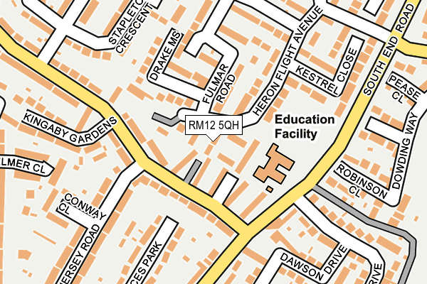 RM12 5QH map - OS OpenMap – Local (Ordnance Survey)