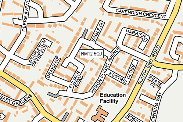 RM12 5QJ map - OS OpenMap – Local (Ordnance Survey)