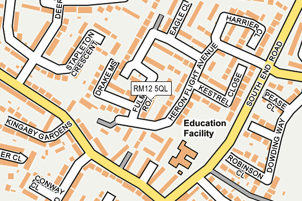 RM12 5QL map - OS OpenMap – Local (Ordnance Survey)