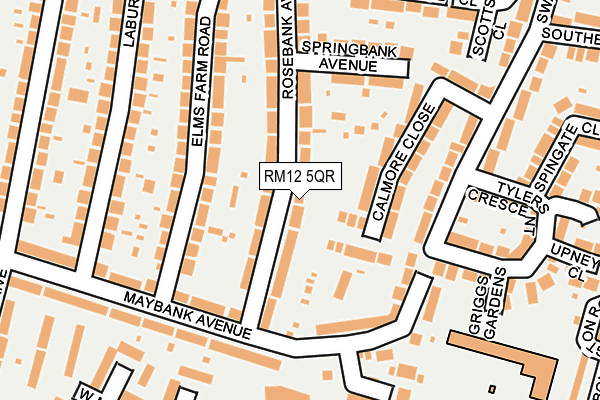 RM12 5QR map - OS OpenMap – Local (Ordnance Survey)