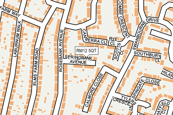 RM12 5QT map - OS OpenMap – Local (Ordnance Survey)