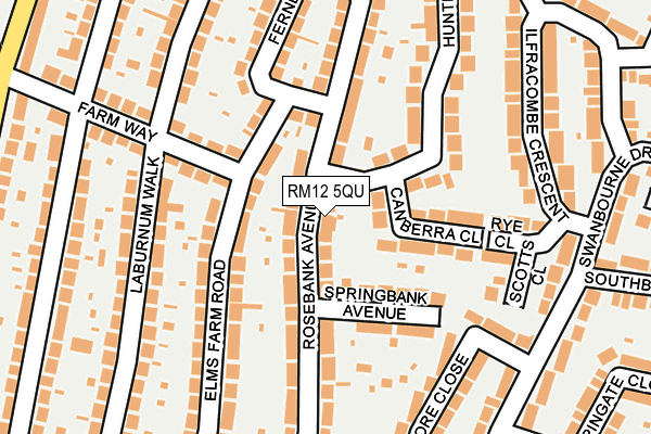 RM12 5QU map - OS OpenMap – Local (Ordnance Survey)