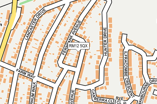 RM12 5QX map - OS OpenMap – Local (Ordnance Survey)