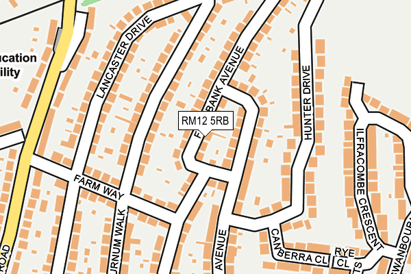 RM12 5RB map - OS OpenMap – Local (Ordnance Survey)