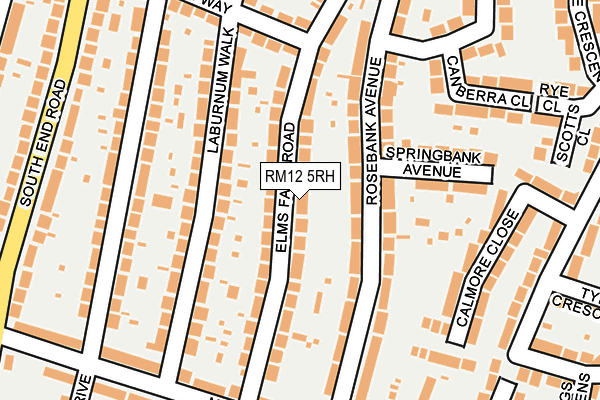 RM12 5RH map - OS OpenMap – Local (Ordnance Survey)