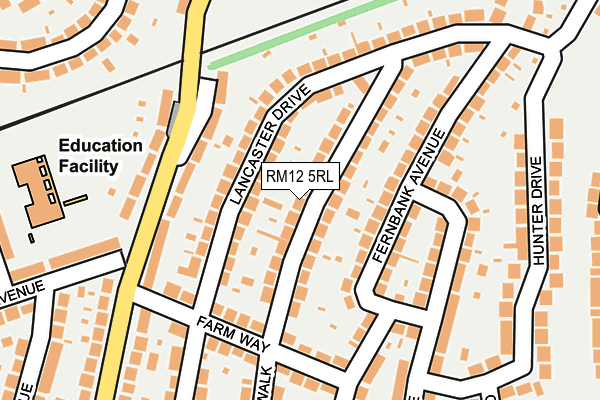 RM12 5RL map - OS OpenMap – Local (Ordnance Survey)