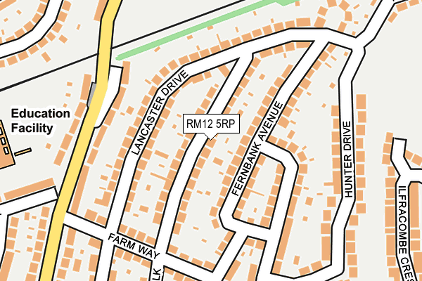 RM12 5RP map - OS OpenMap – Local (Ordnance Survey)