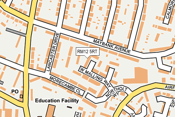 RM12 5RT map - OS OpenMap – Local (Ordnance Survey)