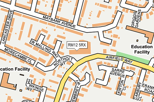 RM12 5RX map - OS OpenMap – Local (Ordnance Survey)