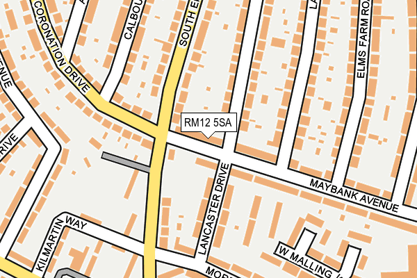 RM12 5SA map - OS OpenMap – Local (Ordnance Survey)