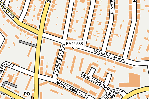 RM12 5SB map - OS OpenMap – Local (Ordnance Survey)
