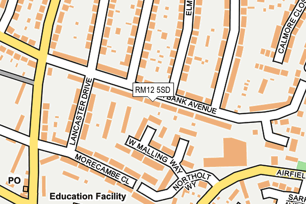 RM12 5SD map - OS OpenMap – Local (Ordnance Survey)