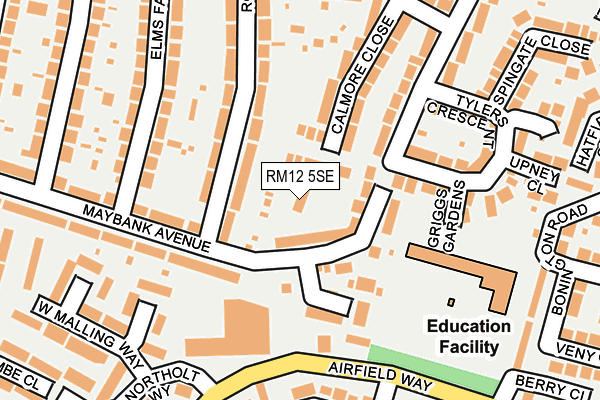 RM12 5SE map - OS OpenMap – Local (Ordnance Survey)