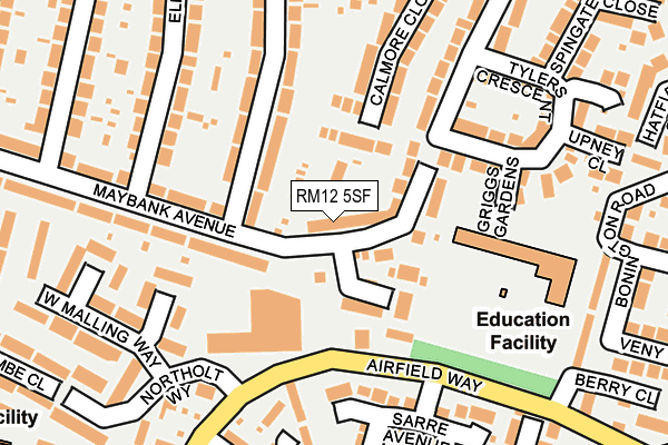 RM12 5SF map - OS OpenMap – Local (Ordnance Survey)