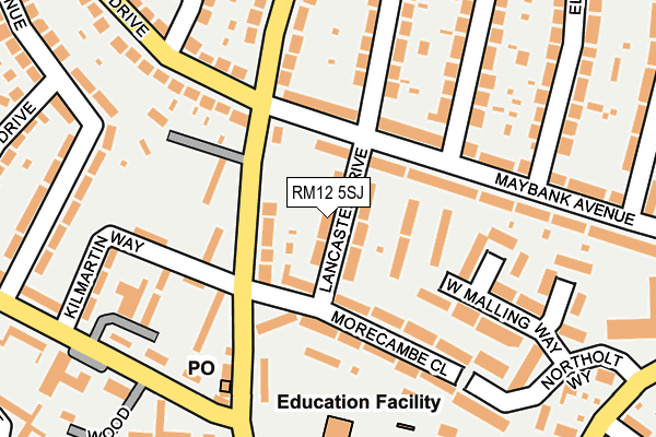 RM12 5SJ map - OS OpenMap – Local (Ordnance Survey)