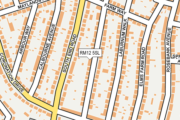 RM12 5SL map - OS OpenMap – Local (Ordnance Survey)