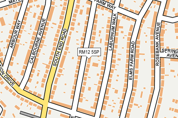 RM12 5SP map - OS OpenMap – Local (Ordnance Survey)