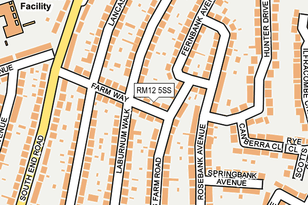 RM12 5SS map - OS OpenMap – Local (Ordnance Survey)