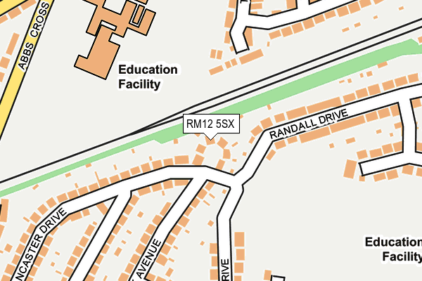 RM12 5SX map - OS OpenMap – Local (Ordnance Survey)