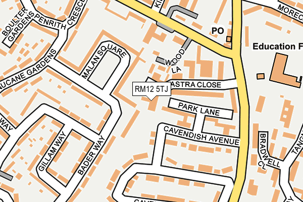 RM12 5TJ map - OS OpenMap – Local (Ordnance Survey)