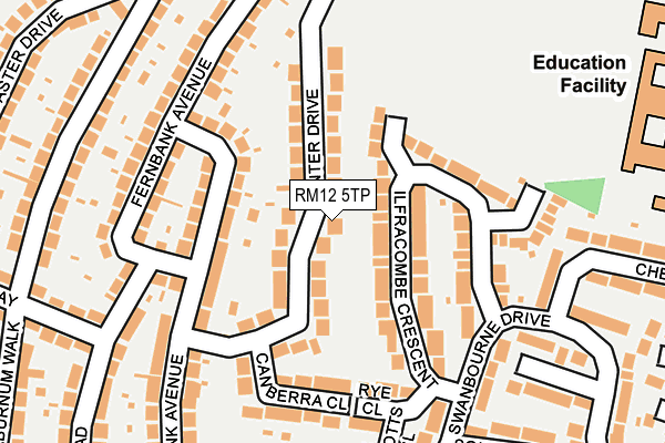 RM12 5TP map - OS OpenMap – Local (Ordnance Survey)