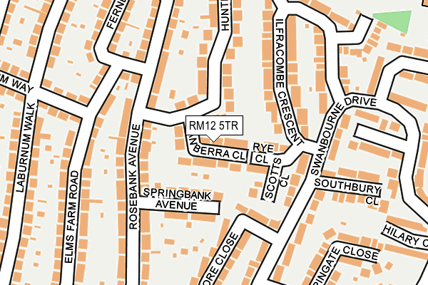 RM12 5TR map - OS OpenMap – Local (Ordnance Survey)