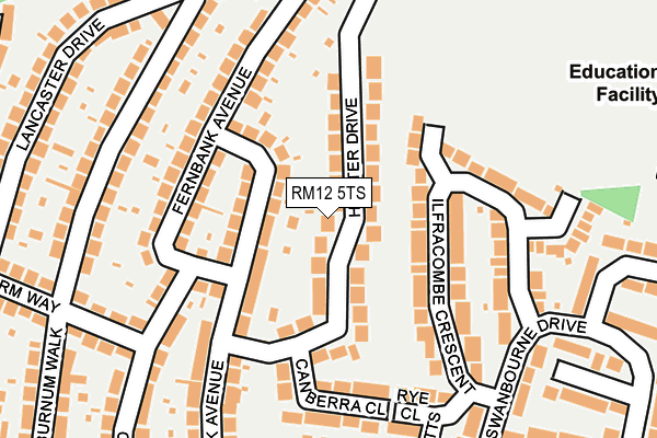 RM12 5TS map - OS OpenMap – Local (Ordnance Survey)