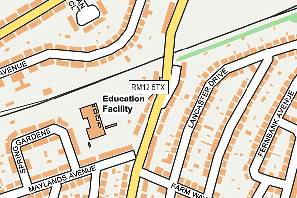 RM12 5TX map - OS OpenMap – Local (Ordnance Survey)