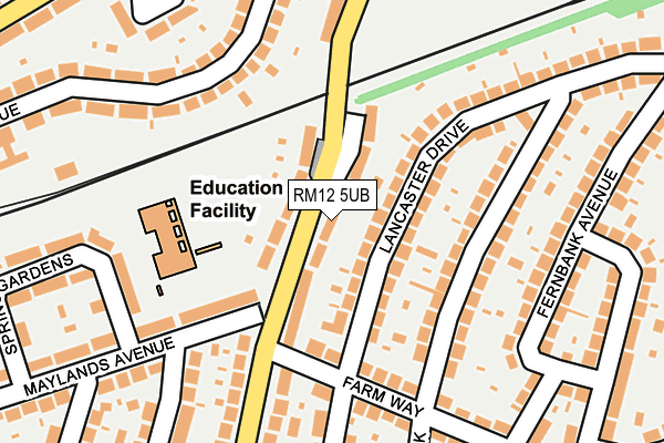 RM12 5UB map - OS OpenMap – Local (Ordnance Survey)