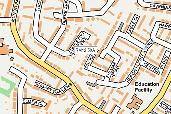 RM12 5XA map - OS OpenMap – Local (Ordnance Survey)